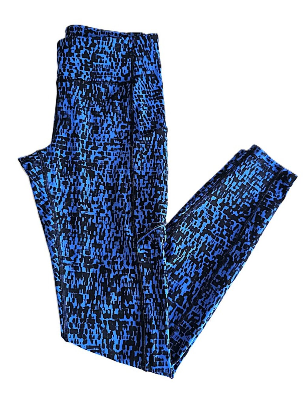 Lululemon Urban Block Wild Bluebell Black Speed Up leggings with pockets